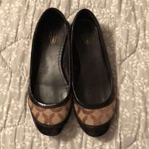 Coach patent leather & fabric flats